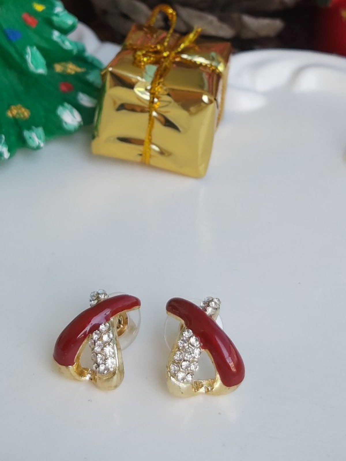 Bordo Zirkon Gold Küpe