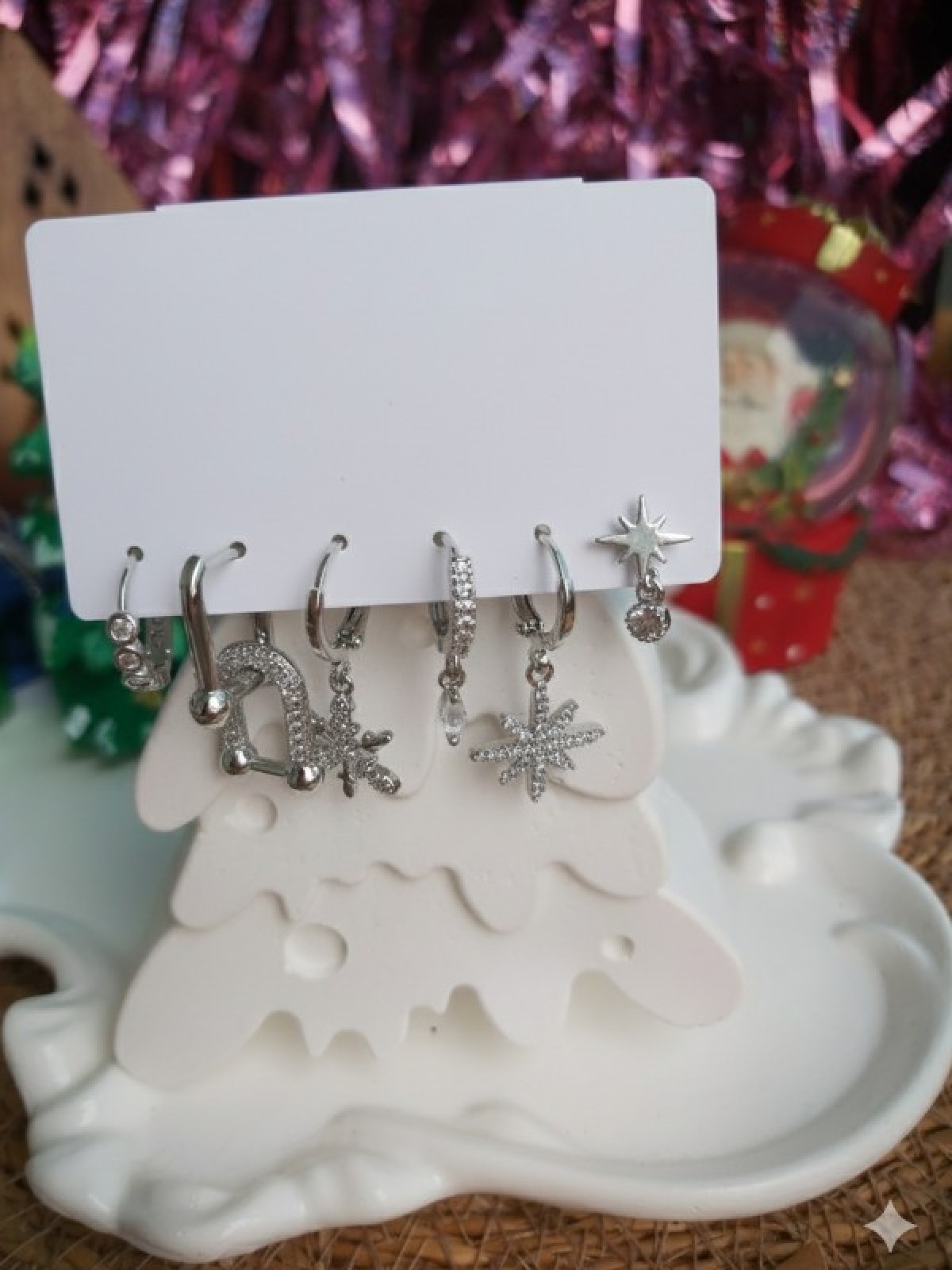 6Lı Gümüş Renk Küpe