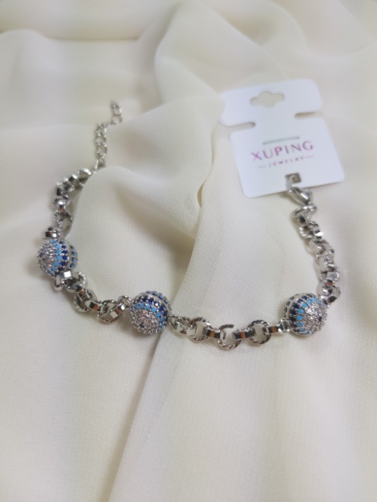 Gümüş Renk Nazar Boncuklu Bileklik