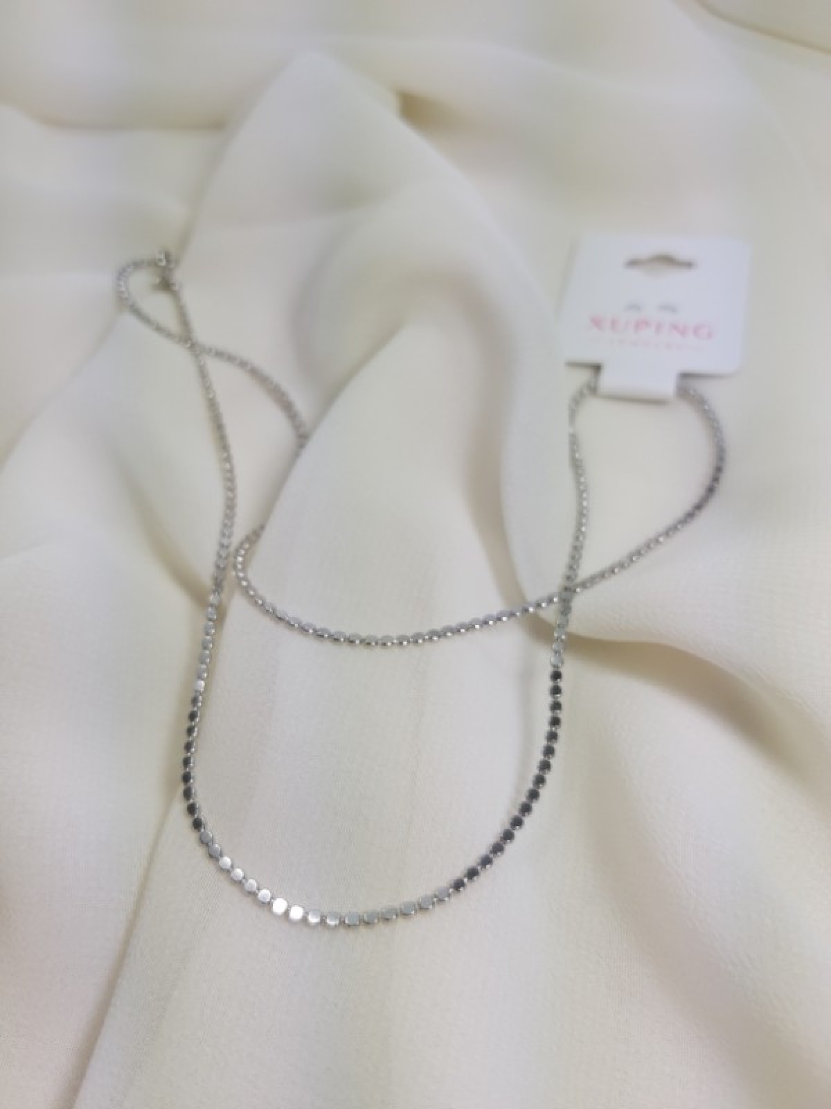 Yassı Pul Detay Kolye 45 cm