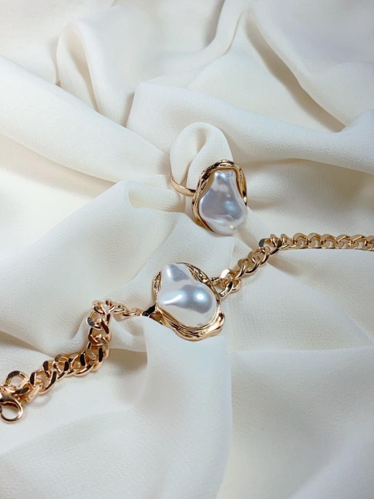 Düzensiz İnci Model Bileklik Yüzük