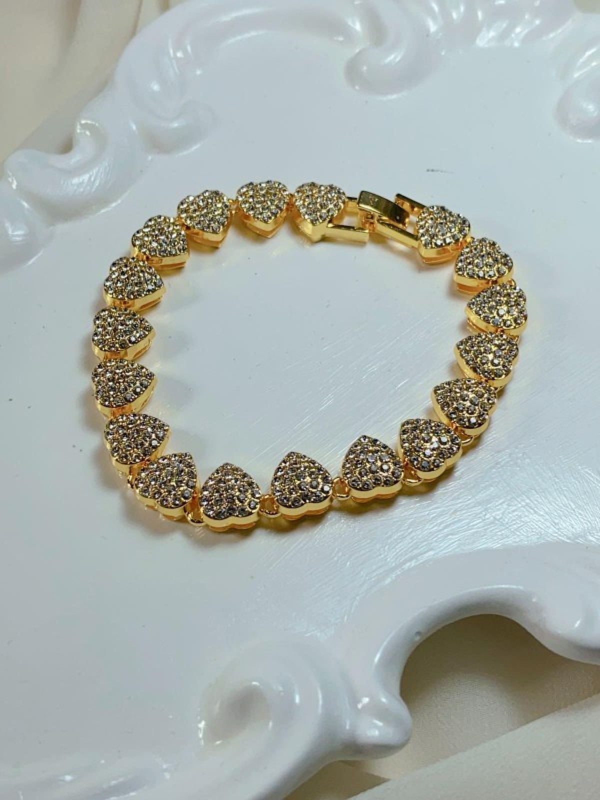 Kalp Taşlı Gold Bileklik